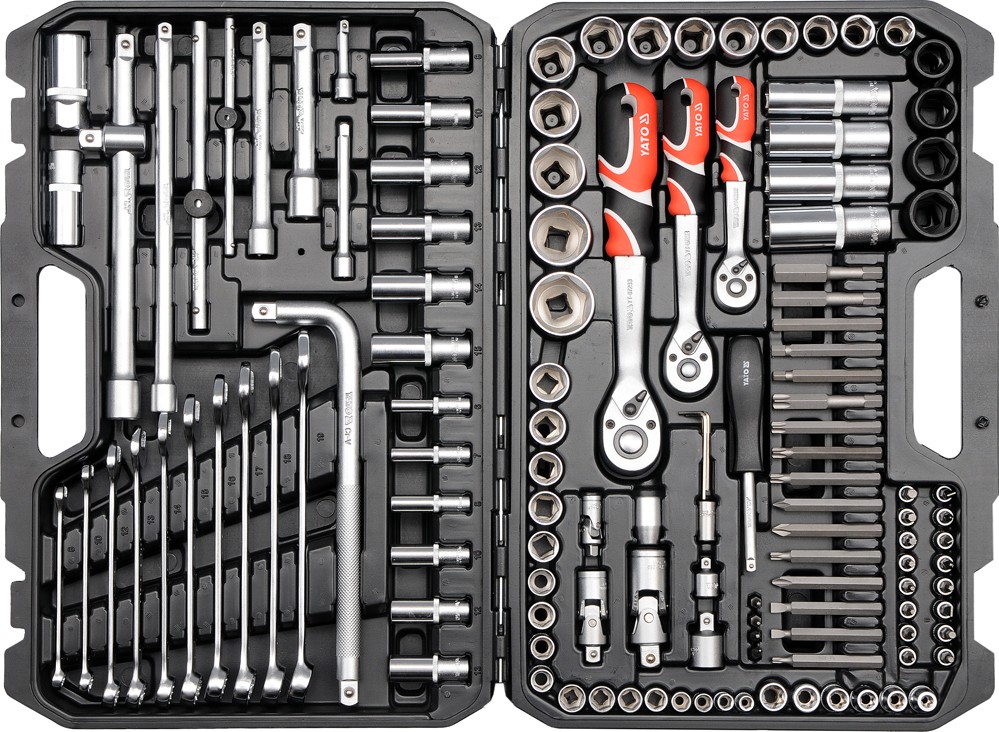 YATO Gola sada 1/2", 3/8", 1/4" + příslušenství 128 ks YT-38872