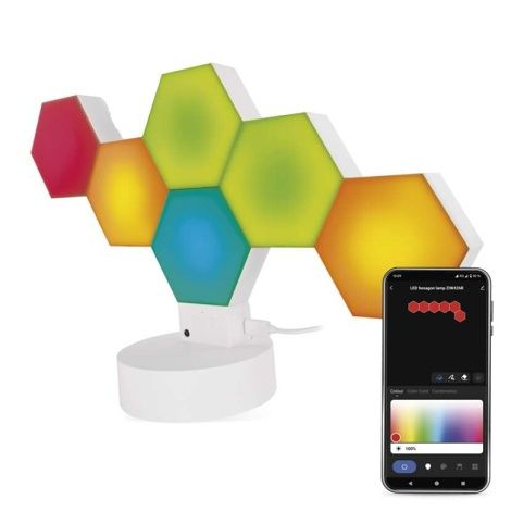 EMOS GoSmart LED stolní lampa Hexagon bílá, 6 dílů, RGBIC stmívatelná, WiFi ZIW426R