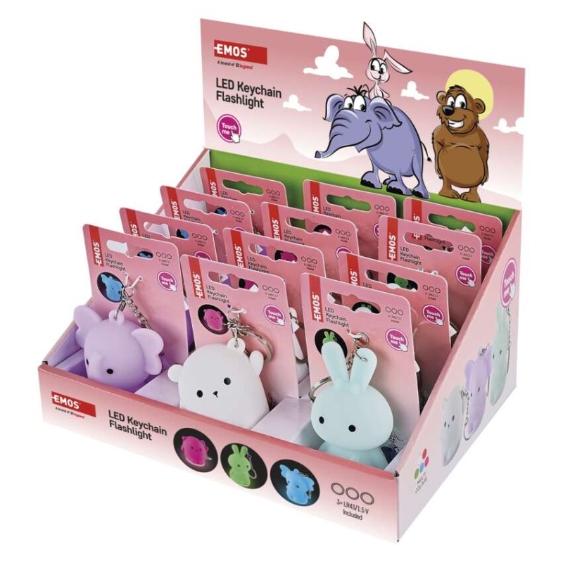 EMOS LED silikonová klíčenka P4723, zvířátka měnící barvy