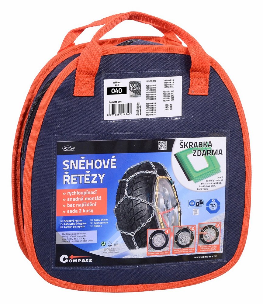 Sněhové řetězy X40 3,0mm 9mm NYLON BAG + Zdarma škrabka