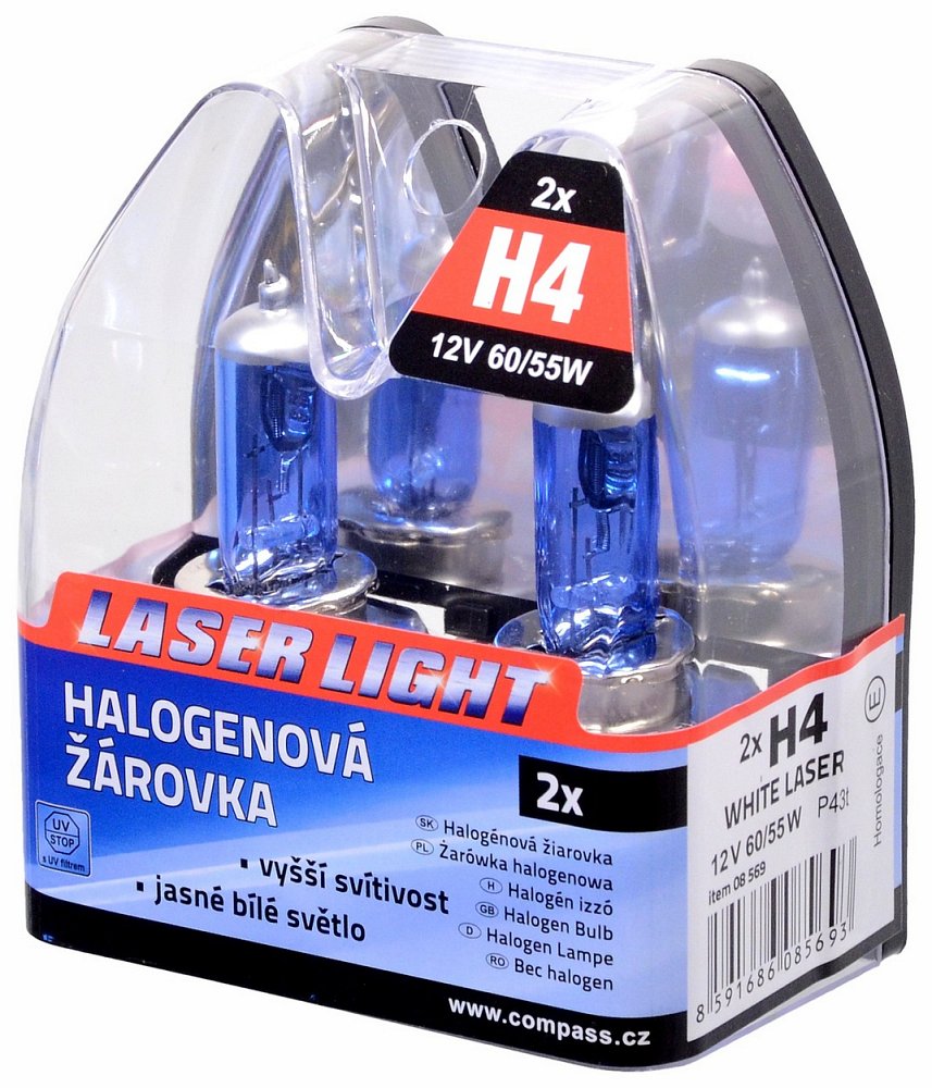 Žárovka 12V H4 60/55W P43t WHITE LASER 2ks