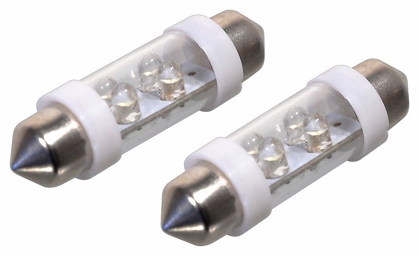 Žárovka 4LED 12V suf. SV8.5 38mm bílá 2ks