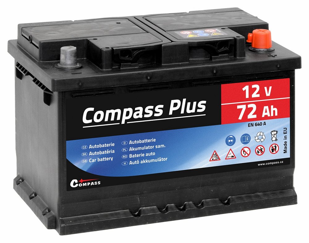 Autobaterie COMPASS PLUS 12V 72Ah 640A