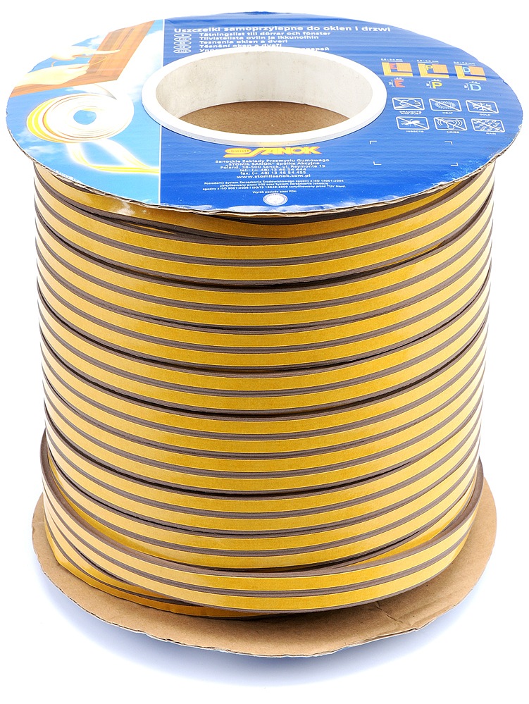 VOREL Těsnění do oken a dveří samolepící 9x4mm TYP E hnědé 150M