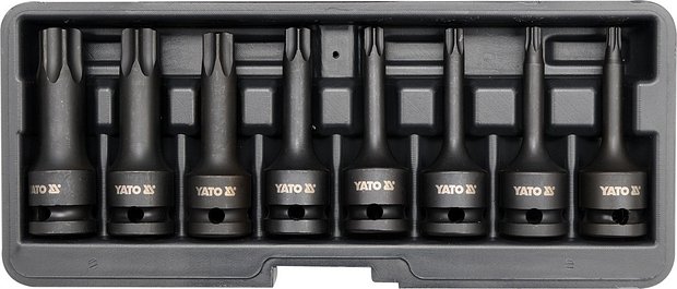 Sada nástavců 1/2" rázové 8 ks T30-T80 torx CrMo