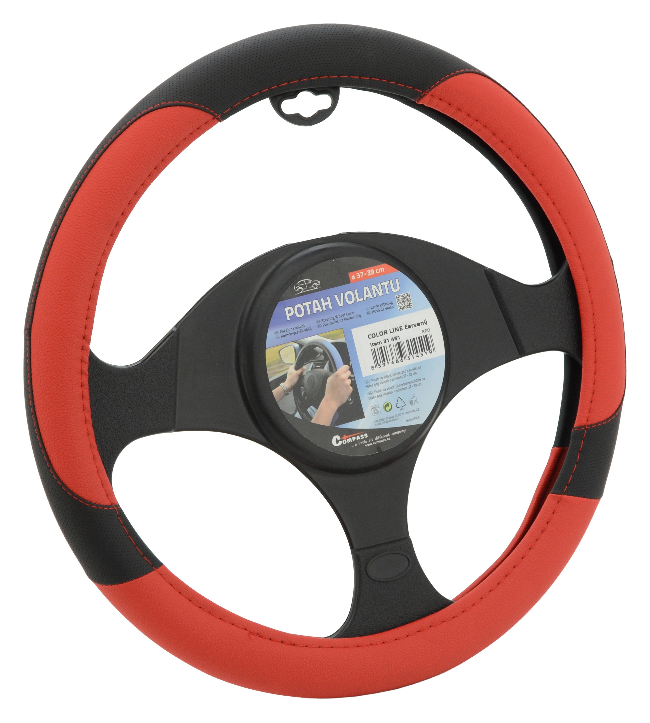 COMPASS Potah volantu COLOR LINE červený