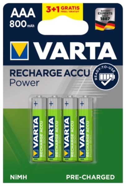 Baterie Varta Power ACCU R2U 800 mA, R03/AAA-4 ks