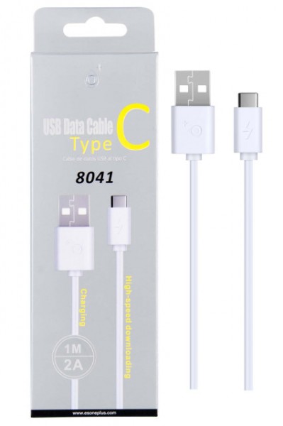 Datový a nabíjecí kabel PLUS 8041 USB-C, 2A, 1m, bílý