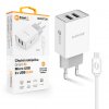Chytrá síťová nabíječka ALIGATOR 2.4A, 2xUSB, smart IC, bílá, Micro USB kabel 2A
