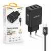 Chytrá síťová nabíječka ALIGATOR 2.4A, 2xUSB, smart IC, černá, USB-C kabel 2A