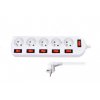 solight prodluzovaci privod 5 zasuvek bily 6x vypinac 3m pp144