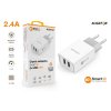 Chytrá síťová nabíječka ALIGATOR 2.4A, 2xUSB, smart IC, bílá