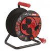 Venkovní prodlužovací kabel na bubnu 25 m / 4 zás. / černý / guma-neopren / 230V / 2,5 mm2 P084253