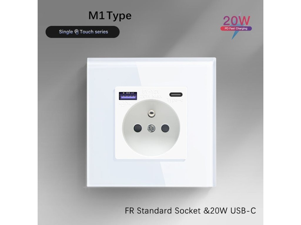 Zásuvka s USB a USB-C