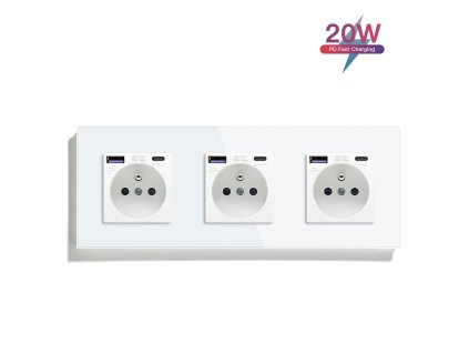 Trojitá zásuvka s USB a USB-C