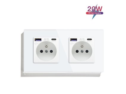 Dvojitá zásuvka s USB a USB-C