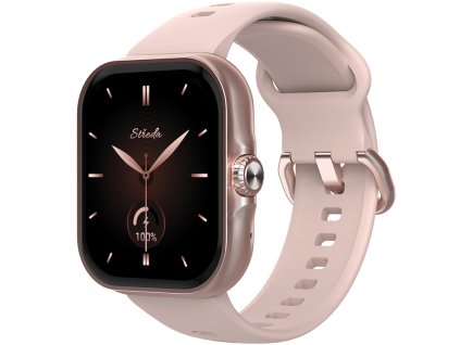 2362 10 chytre hodinky madvell aura s gps a bluetooth volanim ruzove se silikonovym reminkem