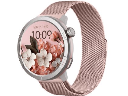 Smart hodinky Madvell Active s GPS a bluetooth volaním ružové s kovovým remienkom
