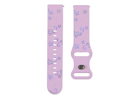 Silikónový remienok Kvetiny fialový s lilou 22mm