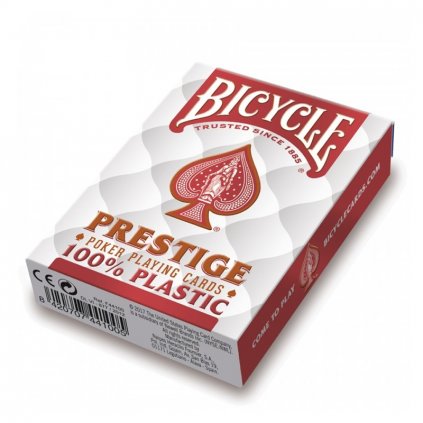 Hrací karty Bicycle Prestige Rider Back 100 % Plastic Jumbo RED