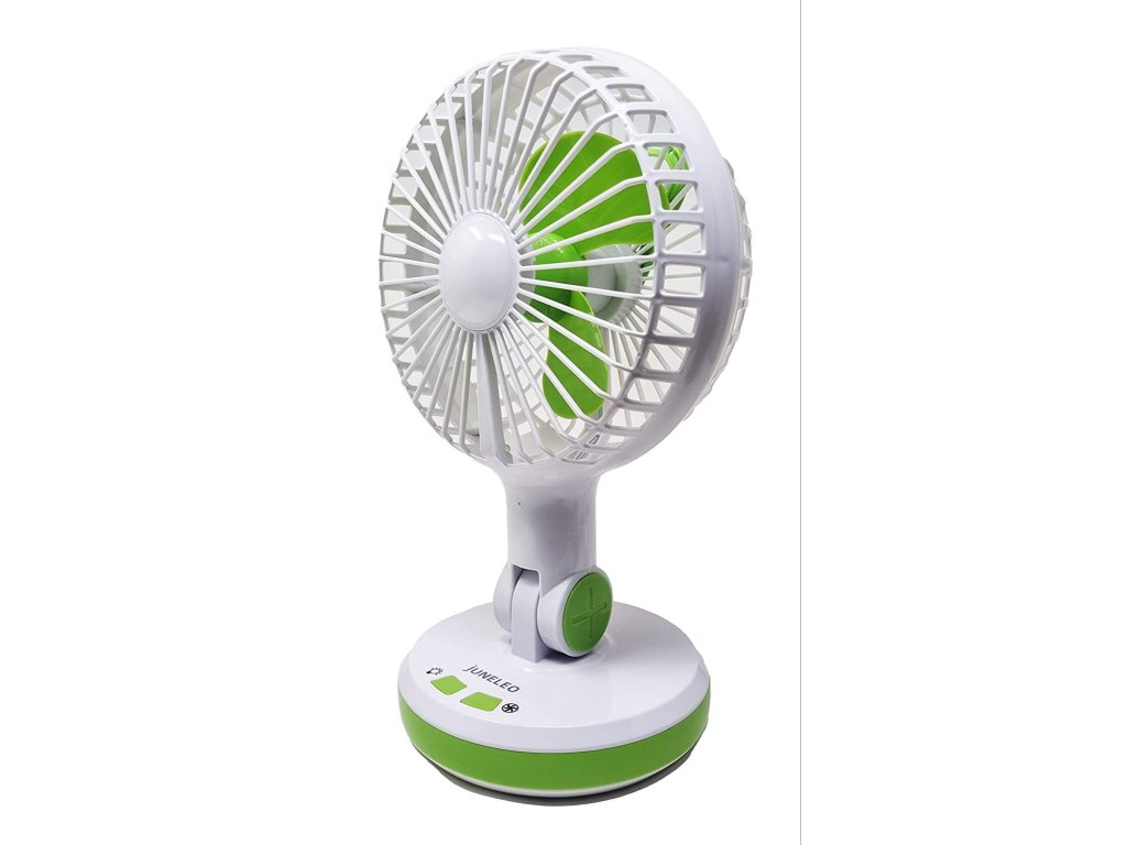 juneleo powerful rechargeable table fan with 4000 mah battery for home office picnic 3 blade table fan multicolor pack of 1 jl 8201