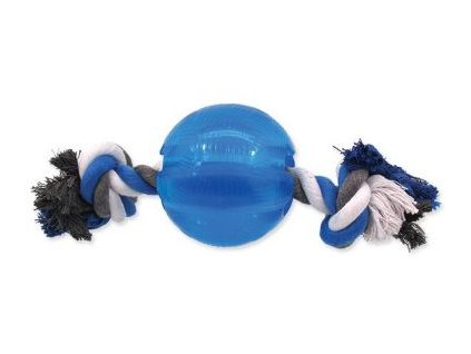 hracka dog fantasy strong micek gumovy s provazem modry 8 2 cm b4