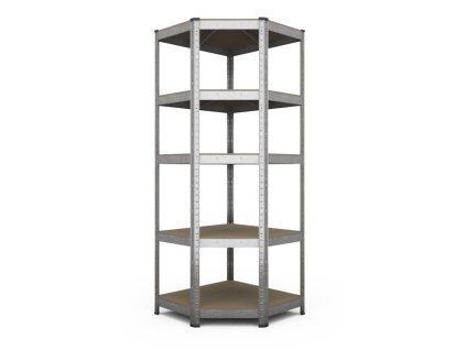 Kovový rohový regál 200x70x40x43cm, zinkovaný, 5-policový, nosnost 750kg