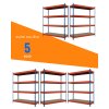 Akční balíček - 5ks Kovový průmyslový regál 180x120x60cm, lakovaný - modro/oranžový, 4-policový, nosnost 1200kg