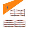 Akční balíček - 7ks Kovový průmyslový regál 180x120x60cm, lakovaný - modro/oranžový, 4-policový, nosnost 1200kg