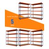 Akční balíček - 5ks Kovový průmyslový regál 216x140x60cm, lakovaný - modro/oranžový, 5-policový, nosnost 1500kg