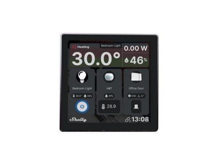 Shelly Wall Display - dotykový nástěnný panel s relé 5A (WiFi, Bluetooth), Černý