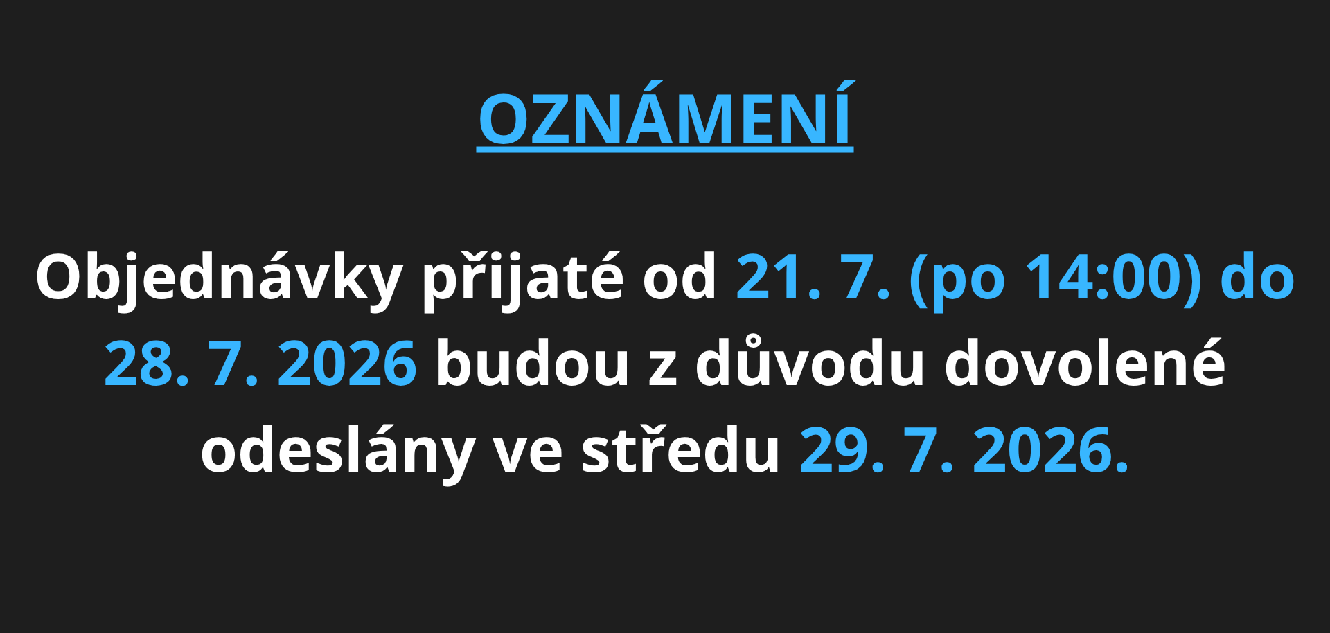 ⏰ Oznámení o expedici