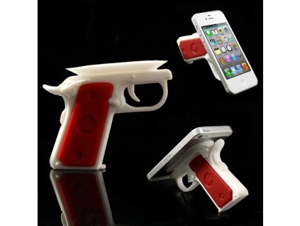 Stojánek ve tvaru pistole pro mobilní telefon