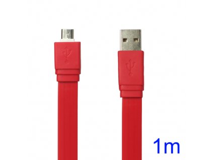 Plochý microUSB kabel - délka 1 metr