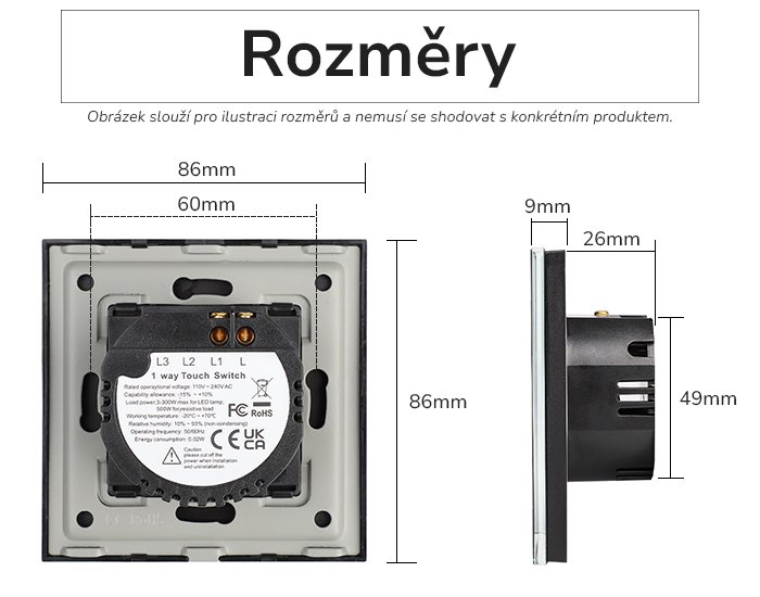 Rozměry ovladače