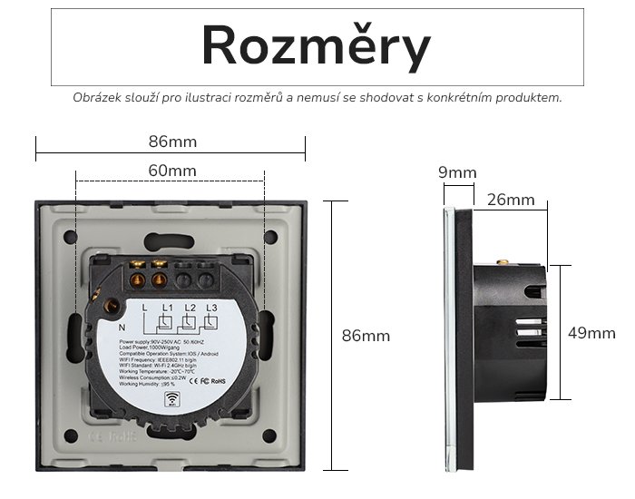 Rozměry stmívače