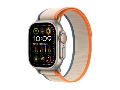 316341 apple watch ultra 2 gps cellular 49mm titanium case with orange beige trail loop m l