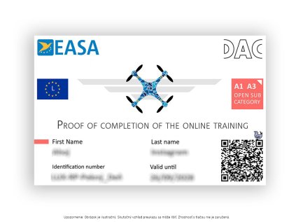 Certifikát pilota dronu A1A3 služba tlače