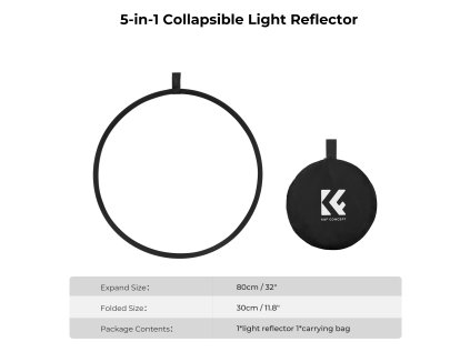 376314 k f concept k f 80 cm okruhly reflektor svetelny difuzor 5 v 1 skladaci multidisk s taskou