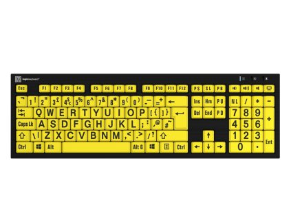 380925 logickeyboard xlprint nero pc black on yellow uk