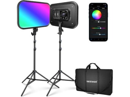 397806 neewer rgb168 stojanova suprava sada 2x permanentne foto svetlo 18 3 rgb panel 144x rgbww led 60w