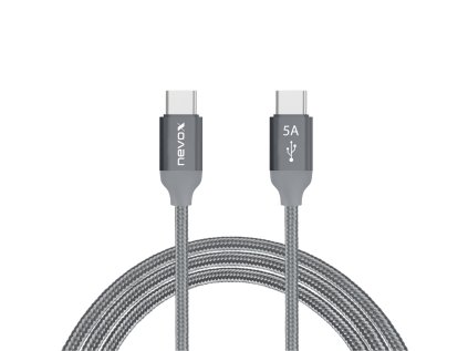378261 nevox usb c na usb c kabel 20v 5a 100w emark ic 2m strieborno sedy