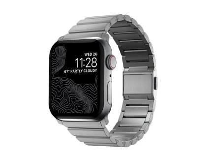 30219 nomad remienok pre apple watch 42 44 45 mm titanium band silver hardware