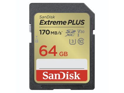 46743 sandisk extreme plus 64 gb sdxc memory card 170 mb s and 80 mb s uhs i class 10 u3 v30