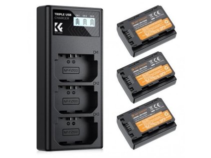 409895 k f concept bateria fotoaparatu k f np fz100 2280 mah sada 3 kusov nabijacka lcd displeja