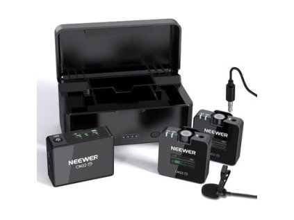 431514 neewer cm22 sada 2x bezdrotovy klopovy mikrofon prijimac a nabijacia zakladna