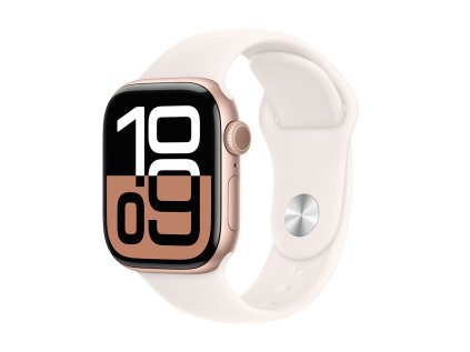 487775 apple watch series 10 gps cellular 42mm rose gold aluminium case with light blush sport band s m