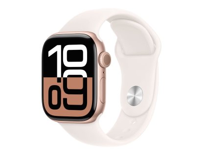 487685 apple watch series 10 gps cellular 46mm rose gold aluminium case with light blush sport band s m