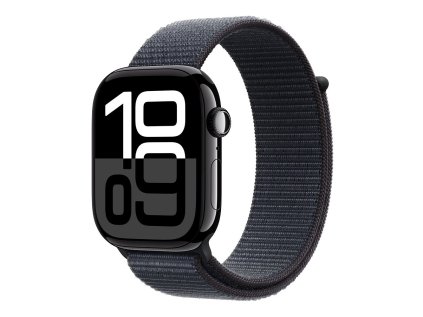 487727 apple watch series 10 gps 46mm jet black aluminium case with ink sport loop