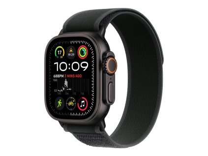 487667 apple watch ultra 2 gps cellular 49mm black titanium case with black trail loop m l